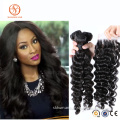 Best Quality Grade 7A Unprocessed Malaysian Virgin Hair Deep Weave Hair Bundles With Closure